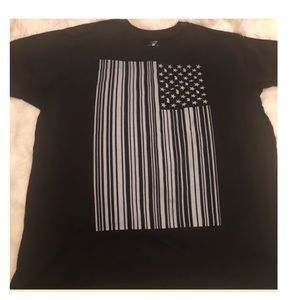 USA flag military tank print  black T-shirt